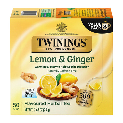 Twinings Tea -Lemon & Ginger 50 Ct, 6/cs.