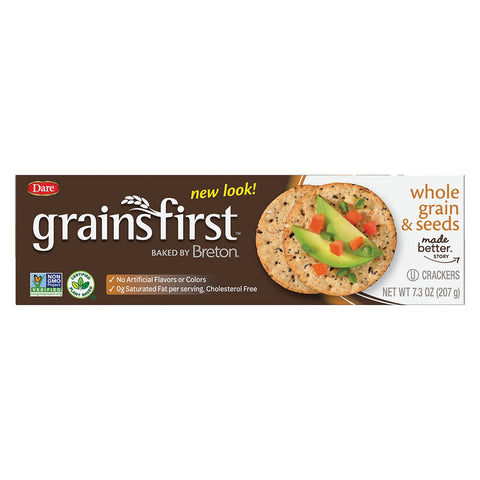 Dare Breton Grains First Whole Grain Crackers 7.30 Oz, 12/cs.  EXP: 7/14/2026