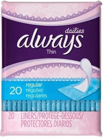 Always Pantiliners -Regular Scented 20 Ct, 24/cs.