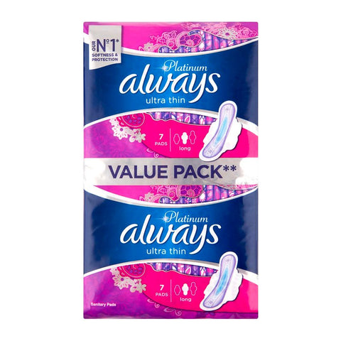 Always Women Pads -Platinum Ultra Thin Long 14 Ct, 12/cs