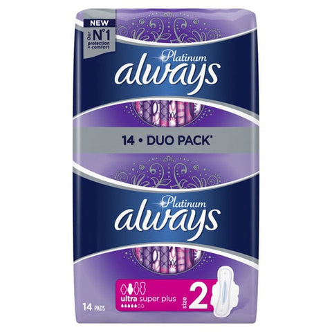 Always Women Pads -Platinum Ultra Long 14 Ct, 10/cs