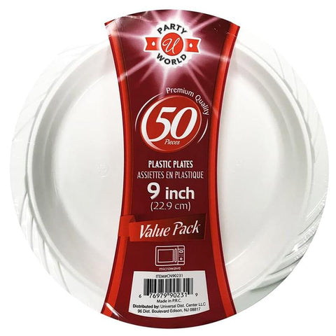 9 White Microwave Plate 50 CT, 12/cs.