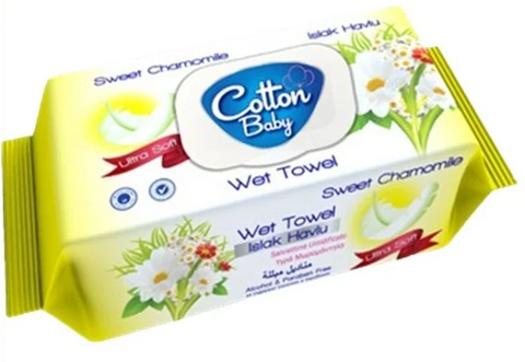 Cotton Baby Wet Wipes -Camomile 100 Ct, 24/cs.