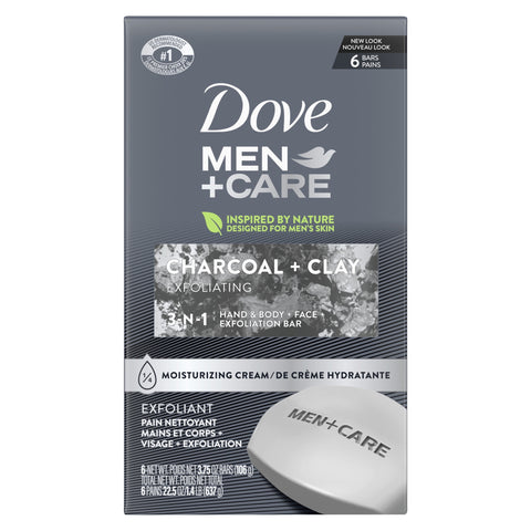 Dove Bar Soap -Men Charcoal  6 Pk, 3.75 Oz, 12/cs.