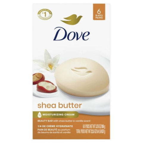 Dove Bar Soap -Shea Butter 6 Pk, 3.75 Oz, 12/cs.