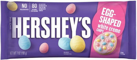 Hershey's Egg Shaped White Creme Chips 7 Oz, 18/cs.  EXP: 06/2027