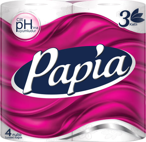 Papia Toilet Paper -Regular 3 Ply, 4 Roll, 12/cs.