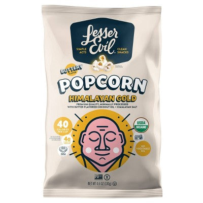 Lesser Evil Popcorn -Himalayan Gold Popcorn 4.6 Oz, 12/cs. EXP:9/12/2026