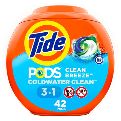 Tide Pods -Clean Breeze 42 CT, 4/cs