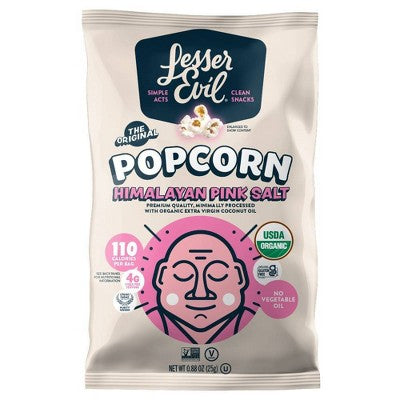 Lesser Evil Popcorn -Himalayan Sea Salt 4.6 Oz, 12/cs. EXP: 7/3/2026