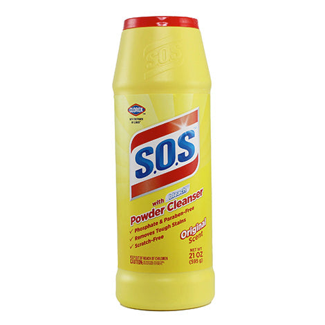 SOS Powder Cleaner -Original w/Bleach 21 Oz, 12/cs.