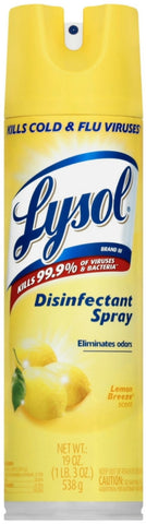 Lysol Disinfectant Spray- Lemon Scent 19 Oz, 12/cs.