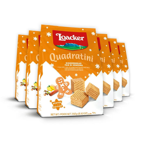 Loacker Quadratini Gingerbread 250 G (8.82 Oz), 6/cs.