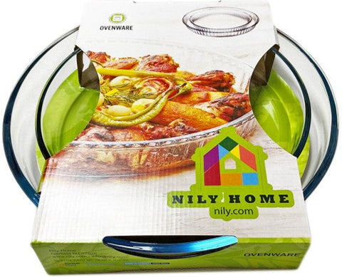 Nily Glass Round Plain Trays Set of 2 1.95 LT +2.75 LT, 6/cs