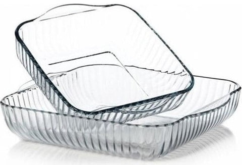 Nily Glass Square Optical Furnace Trays Set of 2 1.95 LT + 3.2 LT, 6/cs