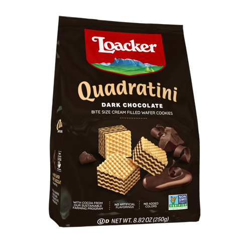 Loacker Quadratini Dark Chocolate 250 G (8.82 Oz), 6/cs.