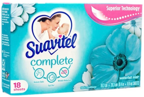 Suavitel Dryer Sheet -Waterfall Mist 18 Ct, 15/cs.