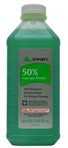 Swan Rubbing Alcohol 50% -Wintergreen 16 Oz, 12/cs.