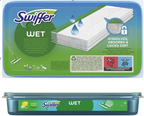 Swiffer Wet Cloth Refills -Lemon 10 CT, 12/cs