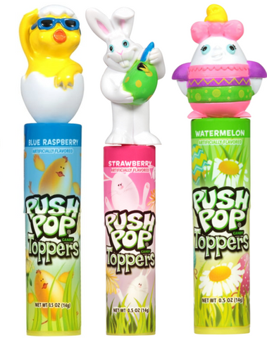 Push Pop Easter Candy Lollipop with Toy Topper 48/cs