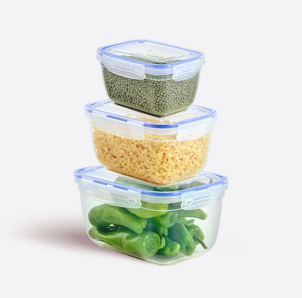 Plastic Seal Rectangle Storage Container Set Of 3  (1 LT+1.8 LT+3 LT), 12/cs.