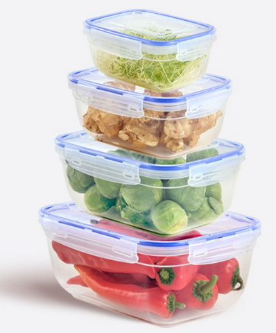 Plastic Seal Rectangle Storage Container Set Of 4  (0.8 LT+1.4 LT+2.3 LT+4 LT), 12/cs.