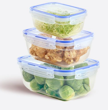 Plastic Seal Rectangle Storage Container Set Of 3  (0.8 LT+1.4 LT+2.3 LT), 12/cs.