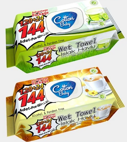 Cotton Baby Wipes -Mix 144 Ct, 12/cs.
