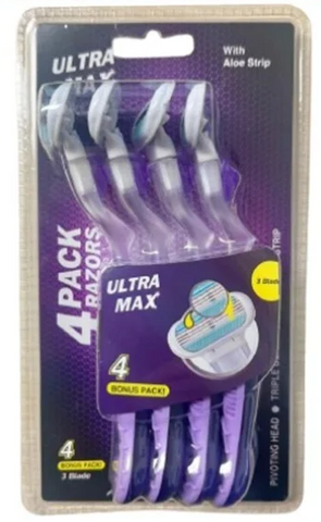 Ultra Max Women Razor Triple Blade 4 Pack, 24/cs