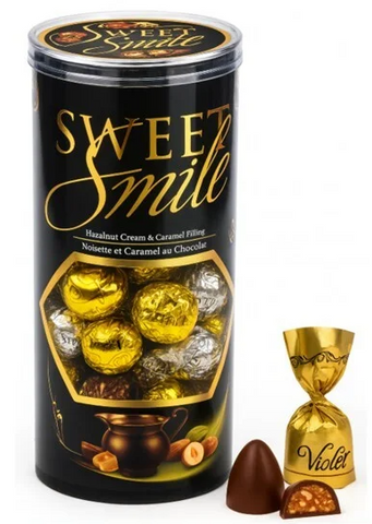 Sweet Smile Round Pvc Gift Chocolate Banana 14.10 Oz. (400g), 12/cs.