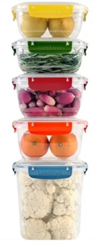 Plastic Master Seal Storage Container Set Of 5 (2 x 0.8 LT+2 x 1 LT+ 1 x 2.1 LT), 1/cs.