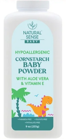 Natural Sense Cornstarch Baby Powder w/Aloe & Vitamin E 9 Oz, 12/cs.