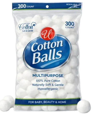 Natural Cotton Balls 300 CT, 48/cs