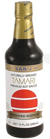 San-J Tamari Gluten Free Soy Sauce Reduced Sodium 10 Oz, 6/cs. EXP: 2/12/2028