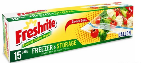 One Gallon Zipper Freezer Bag 15 Ct, 24/cs.