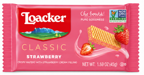 Loacker Classic Wafer -Strawberry  1.59 Oz, 12/cs. EXP: 08/30/2027