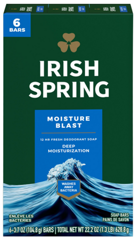 Irish Spring Bar Soap 6 pk. -Moisture Blast 3.75 Oz, 12/cs.