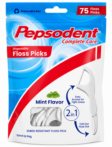 Pepsodent Dental Floss Picks-Mint 75 CT 24/cs.