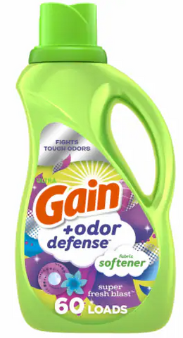 Gain Fabric Softener -Super Fresh Blast 60 Loads 44 Oz (1.31 L), 6/cs