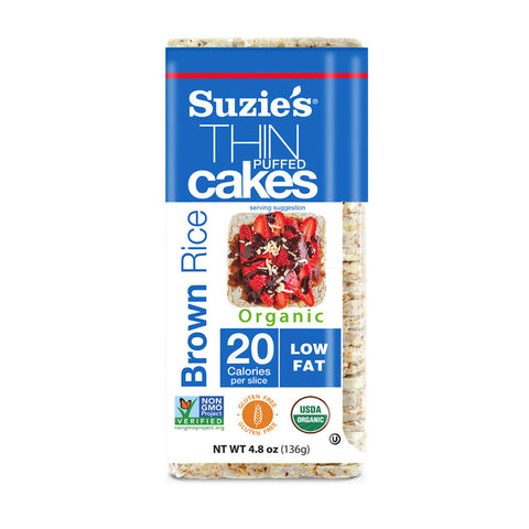 Suzie's Organic Brown Rice Thin Cakes Unsalted 4.9 Oz, 12/cs. EXP: 4/25/2027