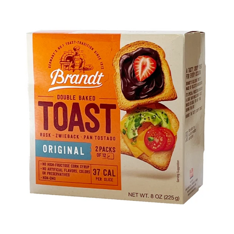 Brandt Zwieback Double Baked Toast Original 8 Oz, 10/cs EXP: 7/7/2027