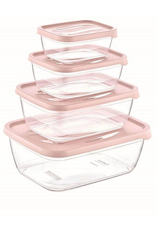 Plastic Charisma Rectangle Storage Box Set Of 4 (0.4 LT+0.9 LT+1.6 LT+2.75 LT) 24/cs.