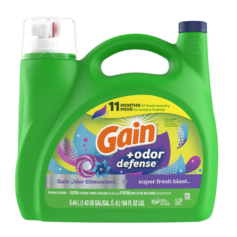Gain Laundry Detergent -Odor Defense 184 Oz, 2/cs.