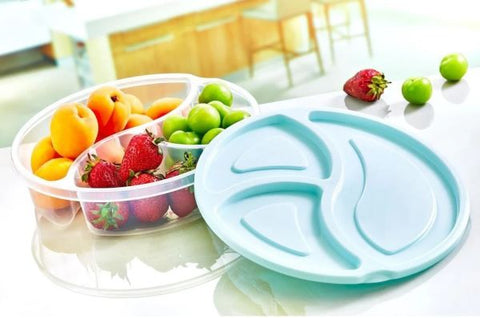 Plastic Round Storage Box w/3 Pocket 1.2 LT, 48/cs.