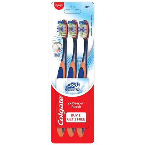 Colgate Toothbrush 360 Floss Tip 3 Pk, 36/cs.