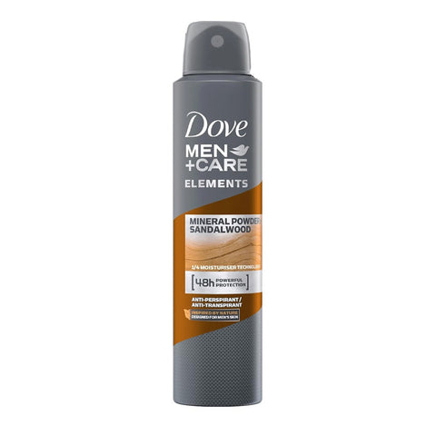 Dove Body Spray Men -Elements Mineral Powder Sandalwood 250 Ml, 6/cs.