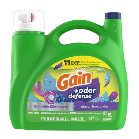 Gain Laundry Detergent -Odor Defense 194 Oz, 3/cs.
