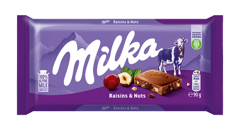 Milka Chocolate -Raising Nut 90 G, 23/cs. EXP:05/26