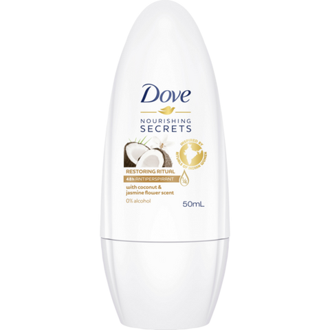 Dove Roll-On Women -Restoring Ritual Coconut & Jasmine 50 Ml, 6/cs.