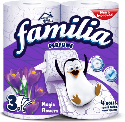 Familia Toilet Paper -Magic Flowers 3 Ply, 4 Roll, 12/cs.